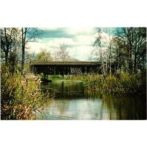 Benetka Road Covered Bridge Ashtabula River Sheffield Ohio Postcards Travel
